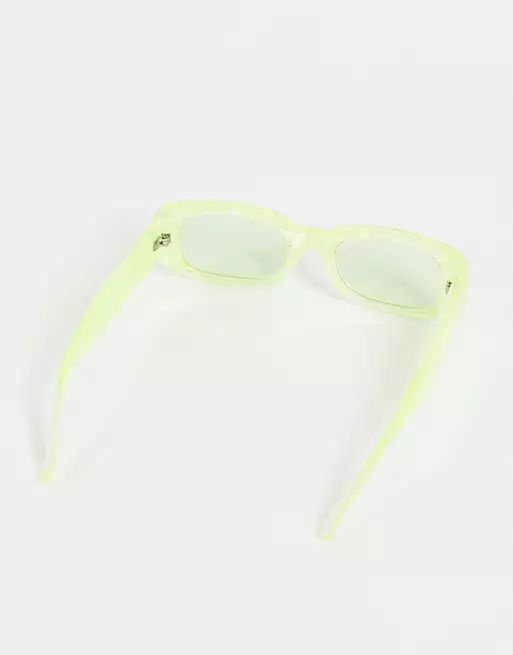 ASOS DESIGN recycled rectangle sunglasses with marble effect in green | ASOS (Global)