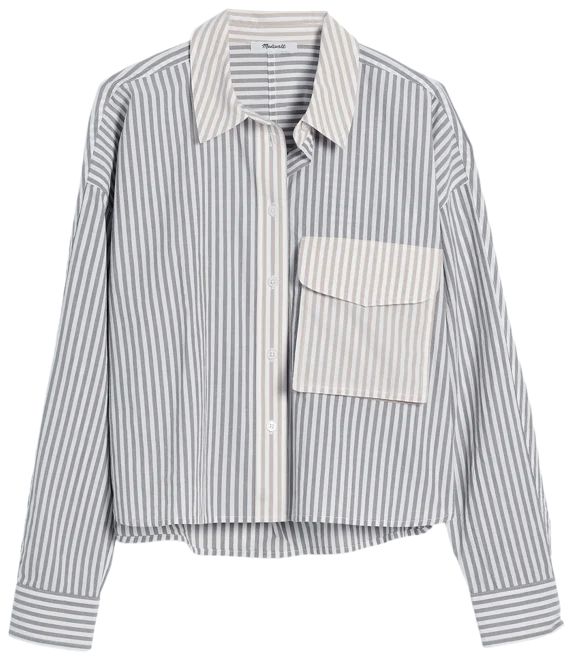 Flap-Pocket Crop Button-Up Shirt in Poplin | Madewell