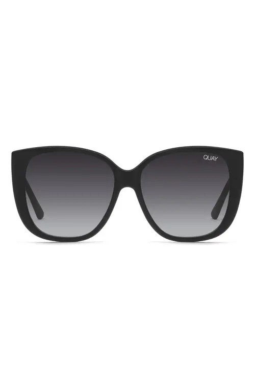 Quay Australia Ever After 59mm Cat Eye Sunglasses in Matte Black/Smoke at Nordstrom | Nordstrom