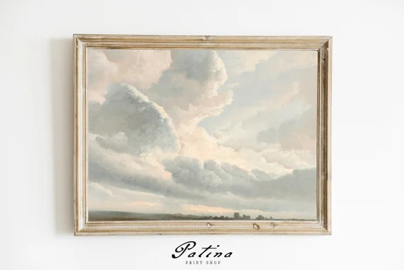 Cloud Painting  Nursery Wall Art  Cloud Art  Cloud Print  | Etsy | Etsy (US)