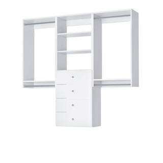 Vista Collection 94.5 in W White Closet Kit Premium Closet Kit Wall Mounted 9-Shelf Wood Closet System | The Home Depot