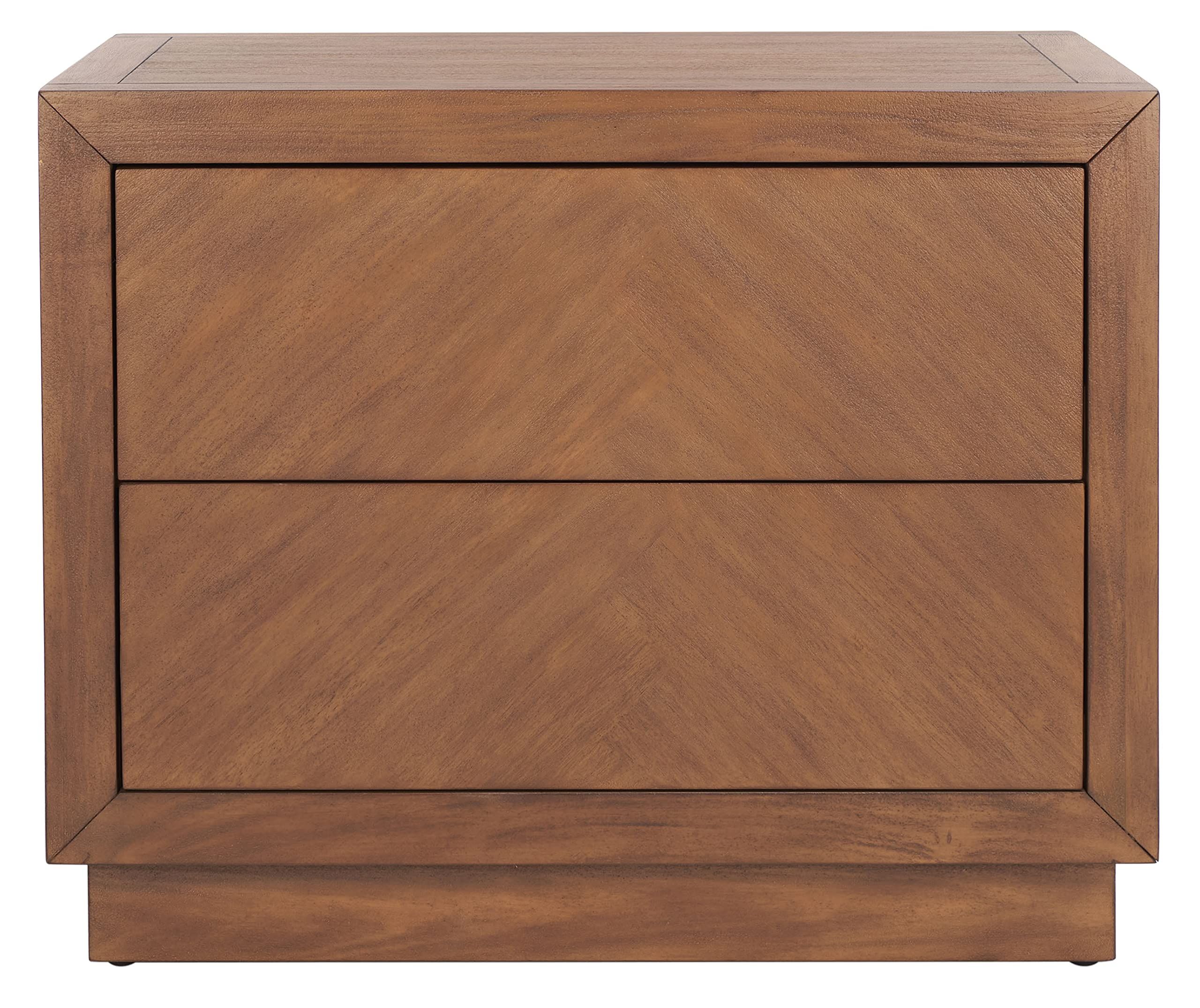 SAFAVIEH Brown Table (Fully Assembled) Couture Home Collection Steve 2-Drawer Wood Nightstand | Amazon (US)