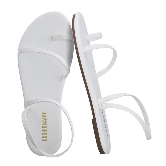Cushionaire CHAI Flat Strappy Sandals for Women, Comfortable Dressy Summer Slip-On Sandal with Me... | Walmart (US)