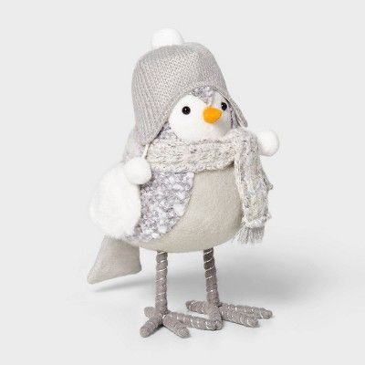 Bird with hat & Scarf Decorative Figurine Gray - Wondershop™ | Target