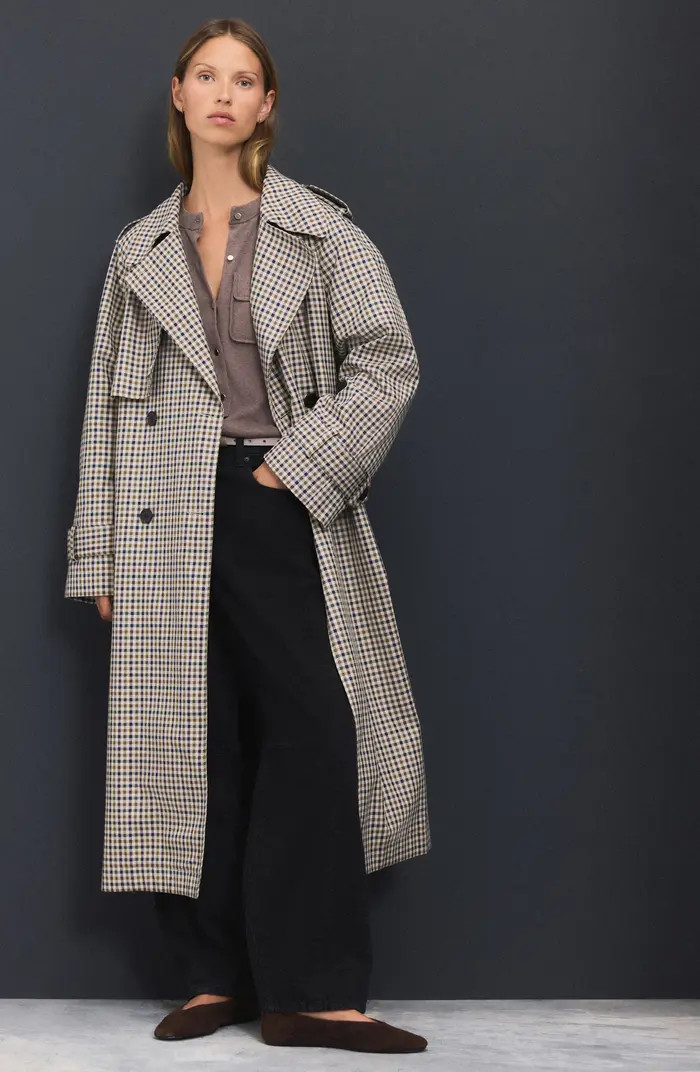 NEXT Check Double Breasted Trench Coat | Nordstrom | Nordstrom