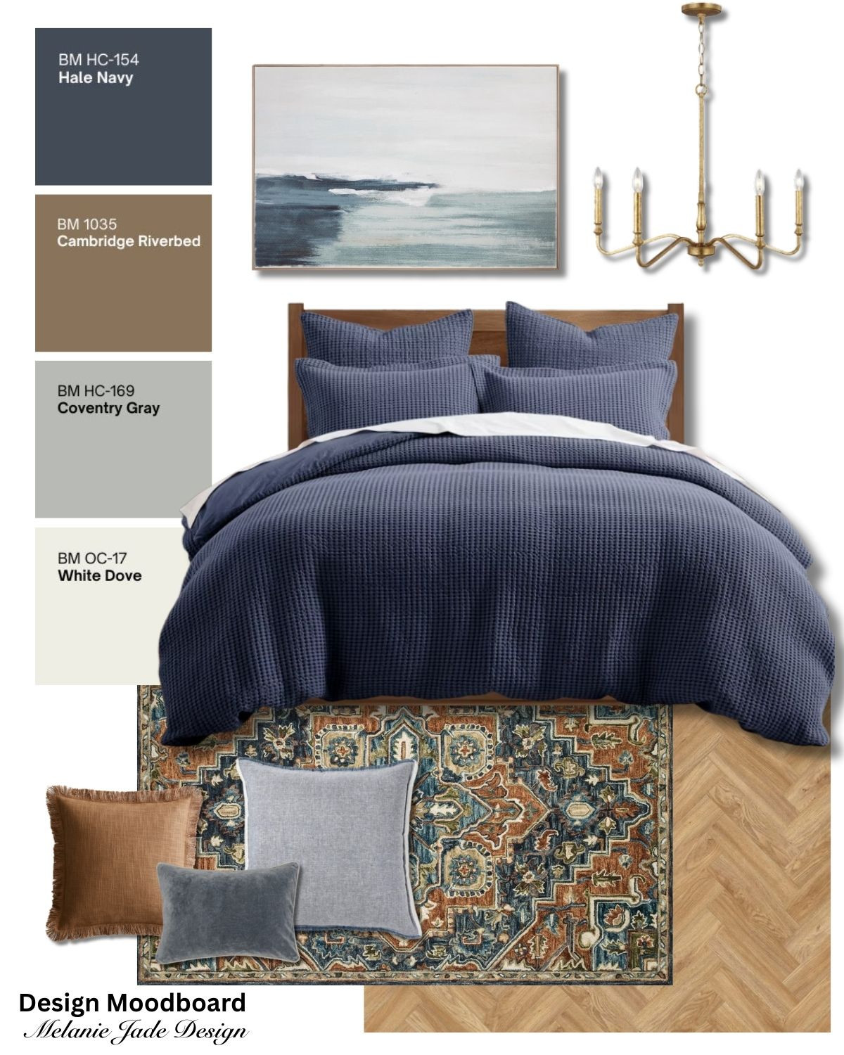 Dark blue and brown bedroom. If you feel brave enough, paint the whole room in Hale Navy for a cozy feel.  

 #LTKwinter #LTKhome #LTKstyletip