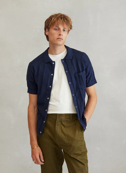 Academy Mini Cable Knit | Navy | Percival Menswear