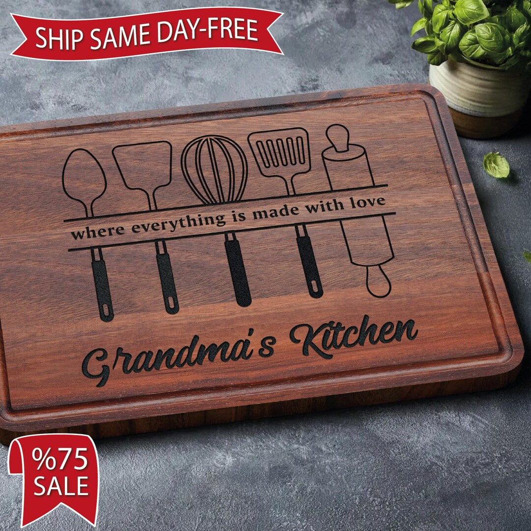 Personalized Cutting Board for Grandma, Grandma's Kitchen With Kids Names Cutting Board Gift, Mom... | Etsy (US)