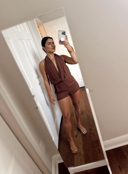  Cutest romper for vacation ☀️ 

Revolve, spring style, summer outfit, festival, concert, resort style, Steve Madden, sandals, neutral style. 

#LTKFestival #LTKstyletip #LTKSeasonal