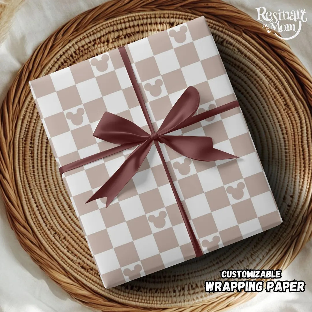 Mouse Checkered Wrapping Paper, Mouse Gift Wrap Roll, Holiday Wrapping Paper, Birthday Gift Paper... | Etsy (US)