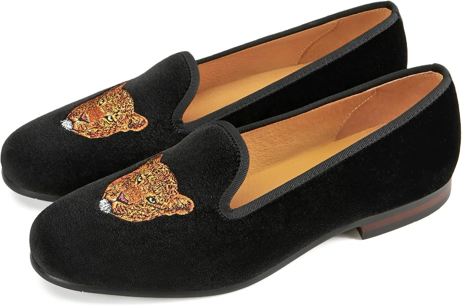 Journey West Men's Velvet Loafers Embroidery Slip-On Loafers Tuxedo Dress Shoes Smoking Slippers for | Amazon (US)