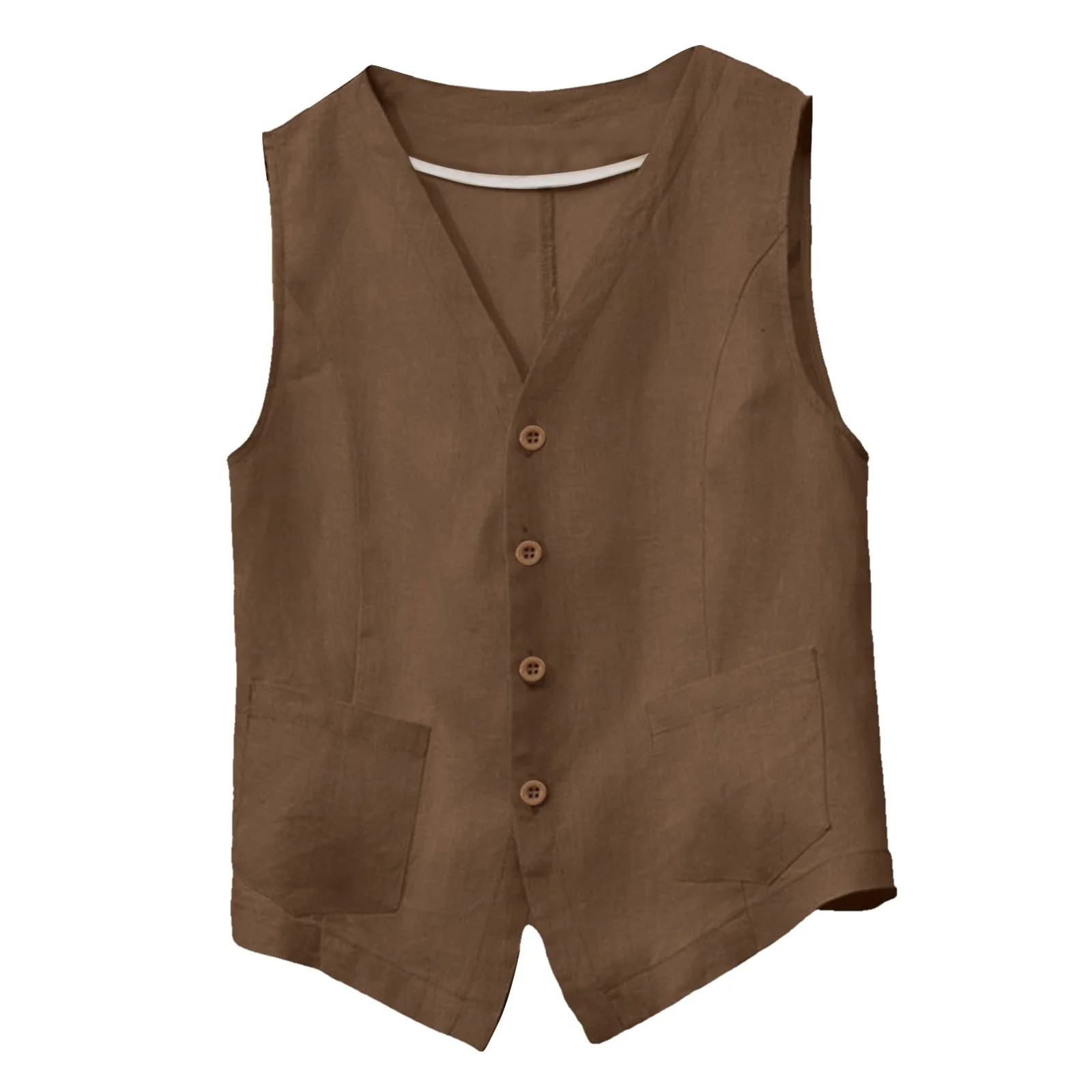 Vest Ladies Cotton Vest V Neck Spring And Summer Cardigan Sleeveless Thin Vest Style Vest With Po... | Walmart (US)