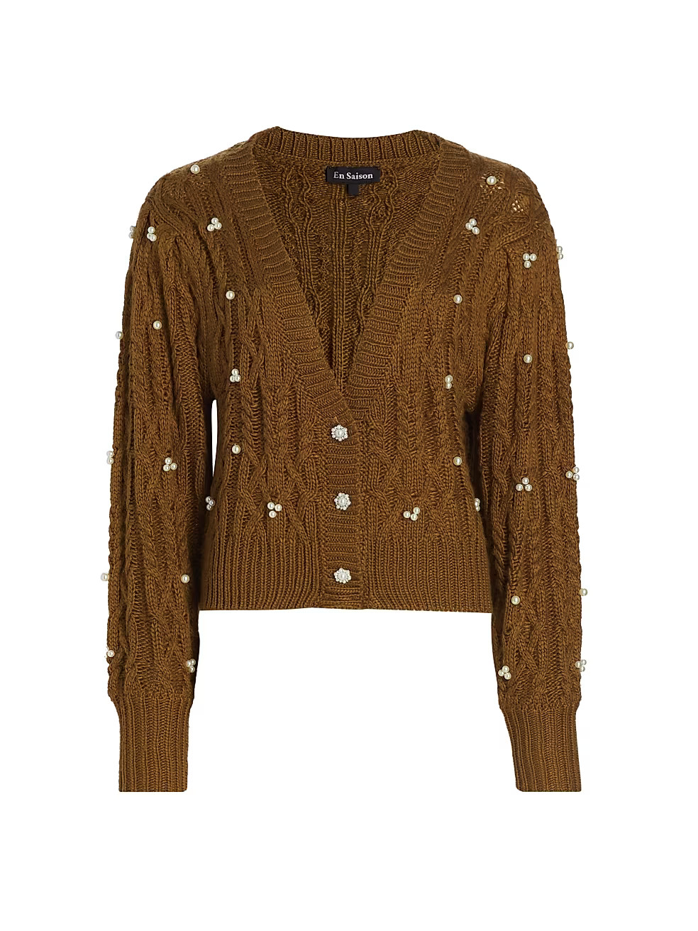 EN SAISON Ginnie Faux Pearl-Embellished Cardigan | Saks Fifth Avenue