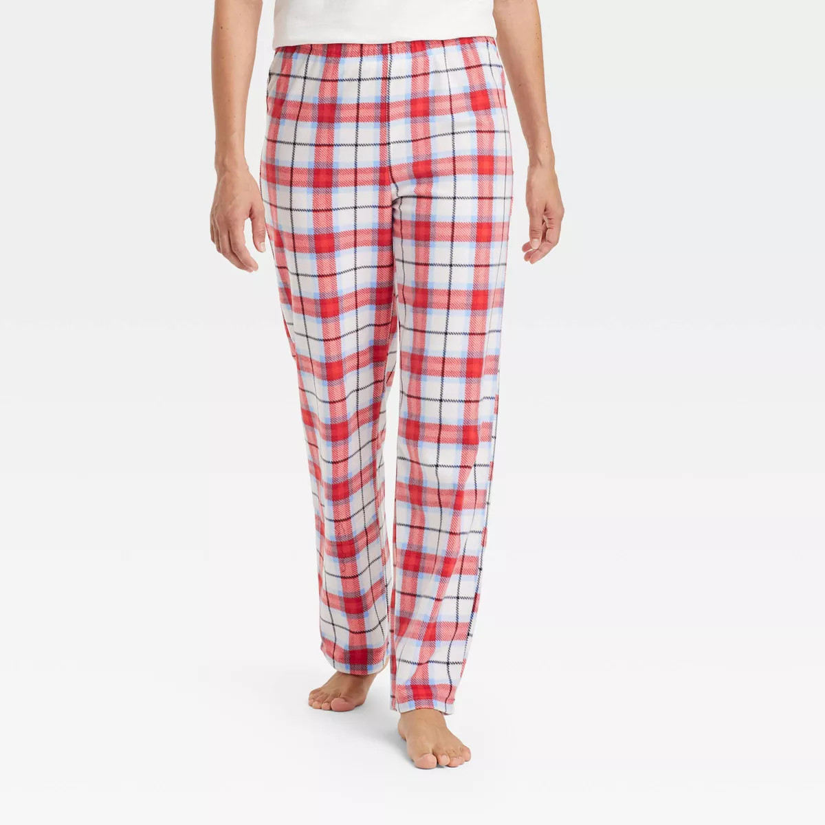 Women's Plaid Microfleece Holiday Matching Family Pajama Pants - Wondershop™ White XS | Target