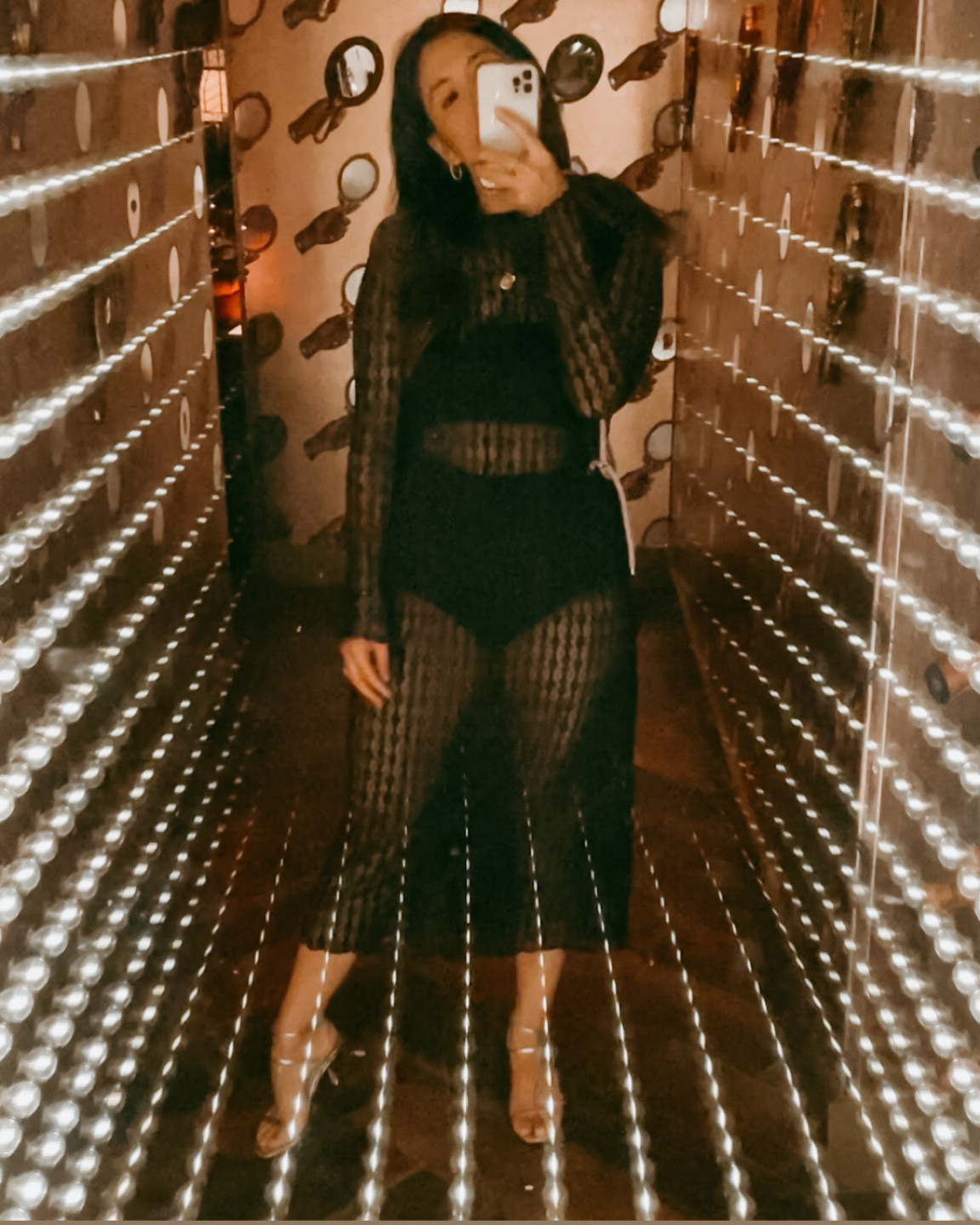 summer sheer vegas attire in your little black dress -

Similar linked. I’m wearing size M. 
Shop arq high waist panties in XS. 
small bandeau  

#LTKtravel #LTKSeasonal #LTKFind