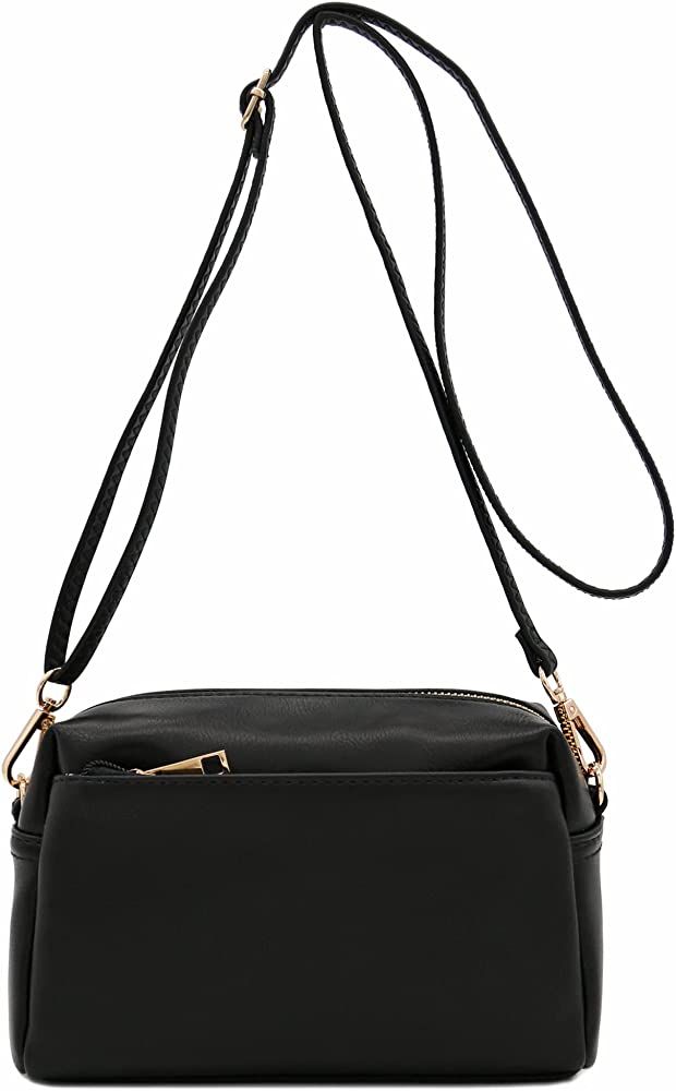 FashionPuzzle Triple Zip Small Crossbody Bag | Amazon (US)