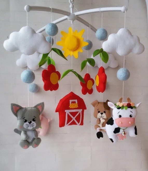 Farm Mobile Barnyard Nursery Flowers Mobile Farm Nursery | Etsy | Etsy (US)