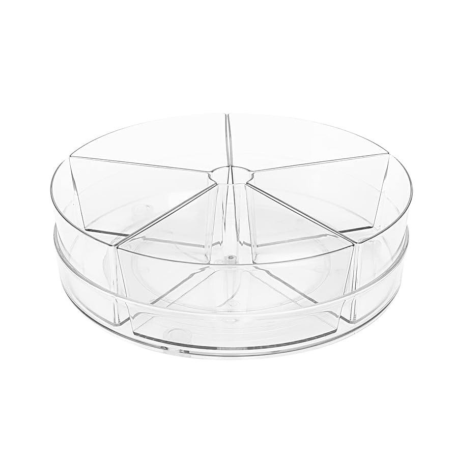 Roninkier Clear Lazy-Susan Organizer with 5-Removable-Bins - 11 Inch Round Plastic Rotating Stora... | Amazon (US)
