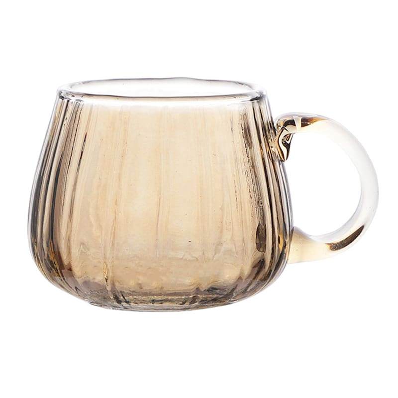 Amber Glass Pumpkin Shaped Mug | At Home