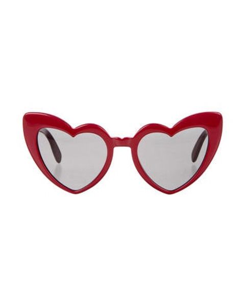 Saint Laurent Loulou Heart Sunglasses Red | The RealReal