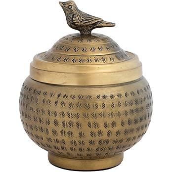 Creative Co-Op Hammered Aluminum Sphere Lid and Bird, Antique Brass Finish Container | Amazon (US)