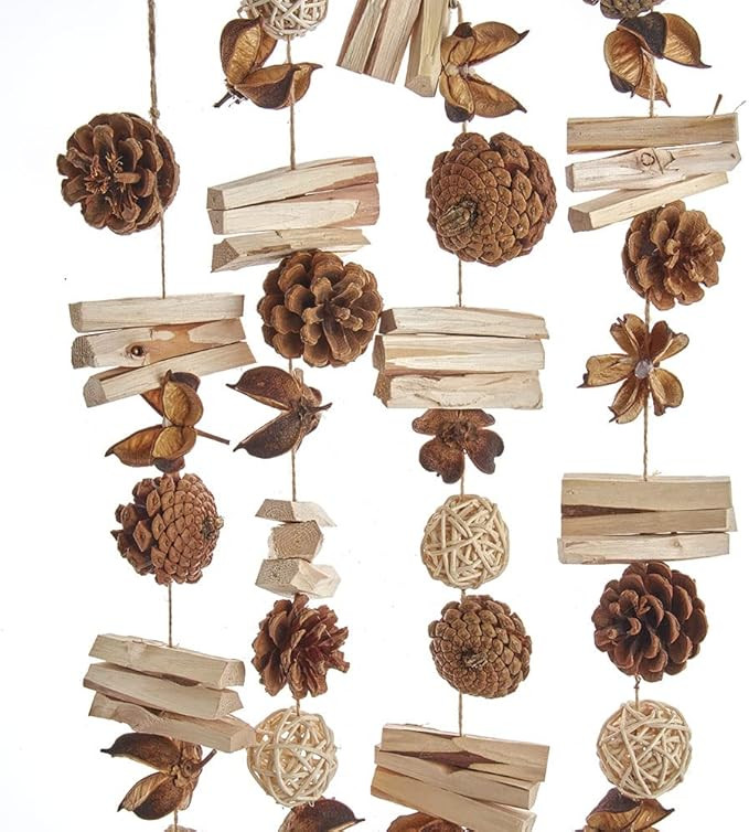 Kurt S. Adler Pinecone and Wood Garland, 72-Inches, Brown | Amazon (US)
