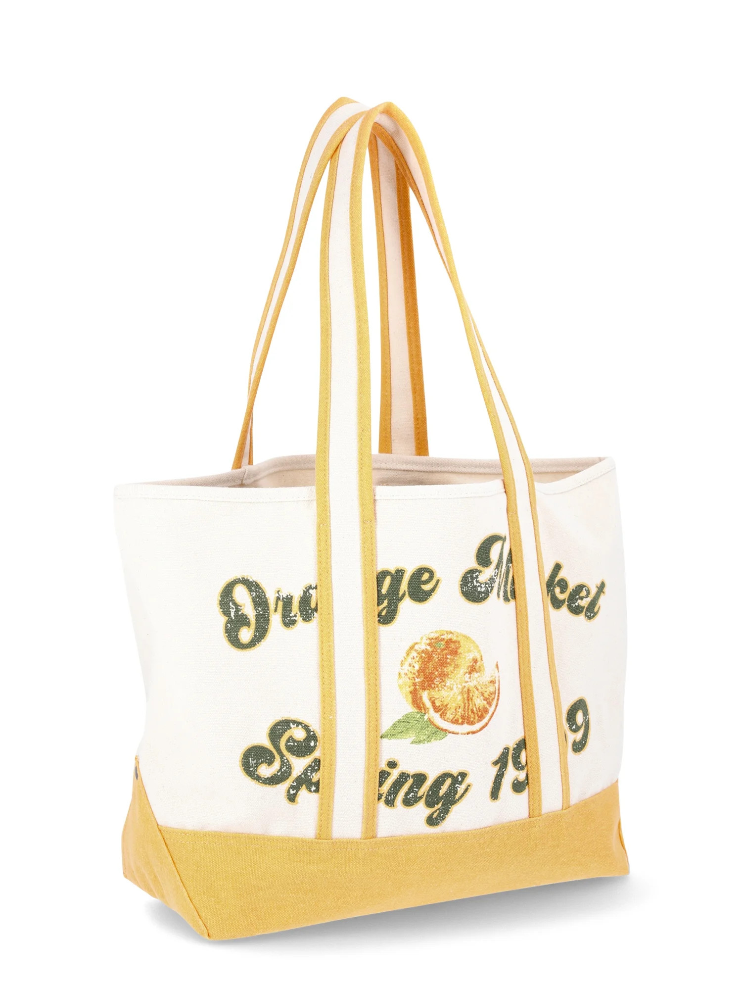 No Boundaries Women’s Large Canvas Tote, Mustard, Women’s - Walmart.com | Walmart (US)