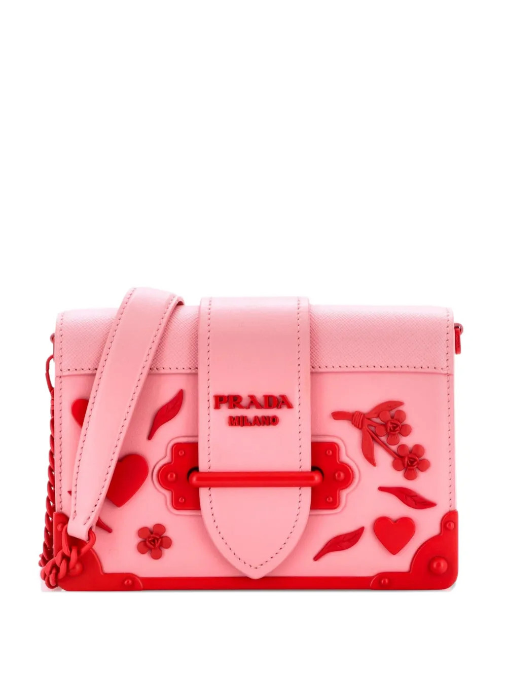 Prada Pre-Owned Cahier Embellished Leather Small crossbody bag - Pink | Farfetch Global