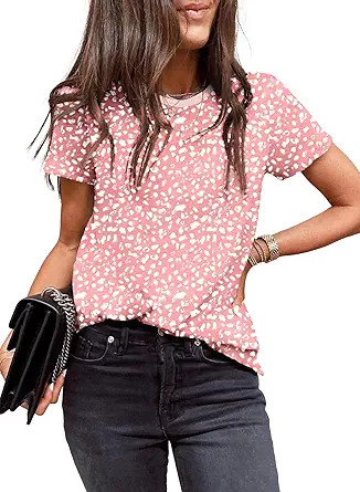 EVALESS Womens Casual Polka Dot Tops Crewneck Short Sleeve T Shirts Fashion Outfits 2026 Spring S... | Amazon (US)