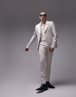 Topman slim tux in stone | ASOS (Global)