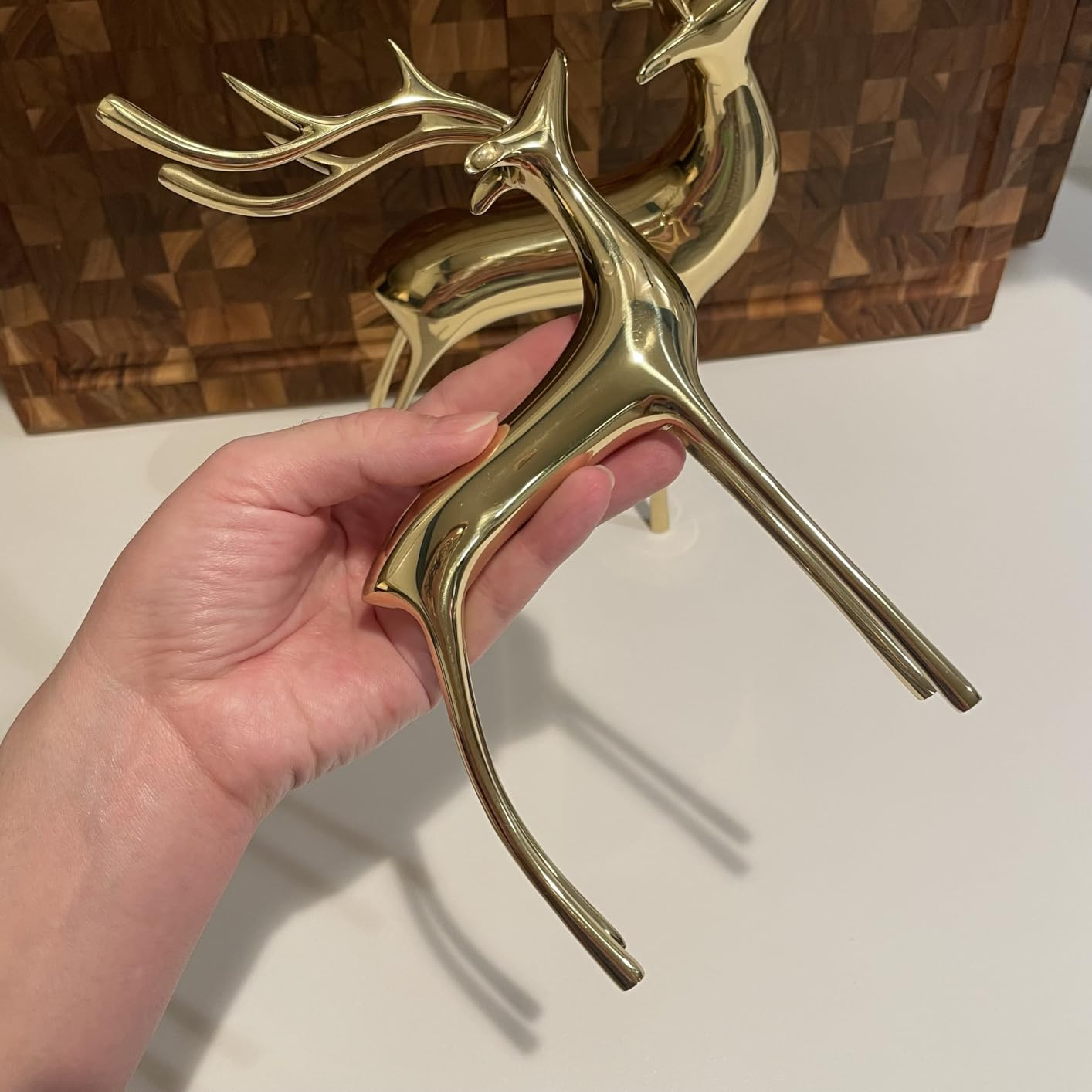 Reindeer Figurine Statues Deluxe Set of 2, Christmas Deer Pure Copper Heavy Reindeer Ornaments fo... | Amazon (US)