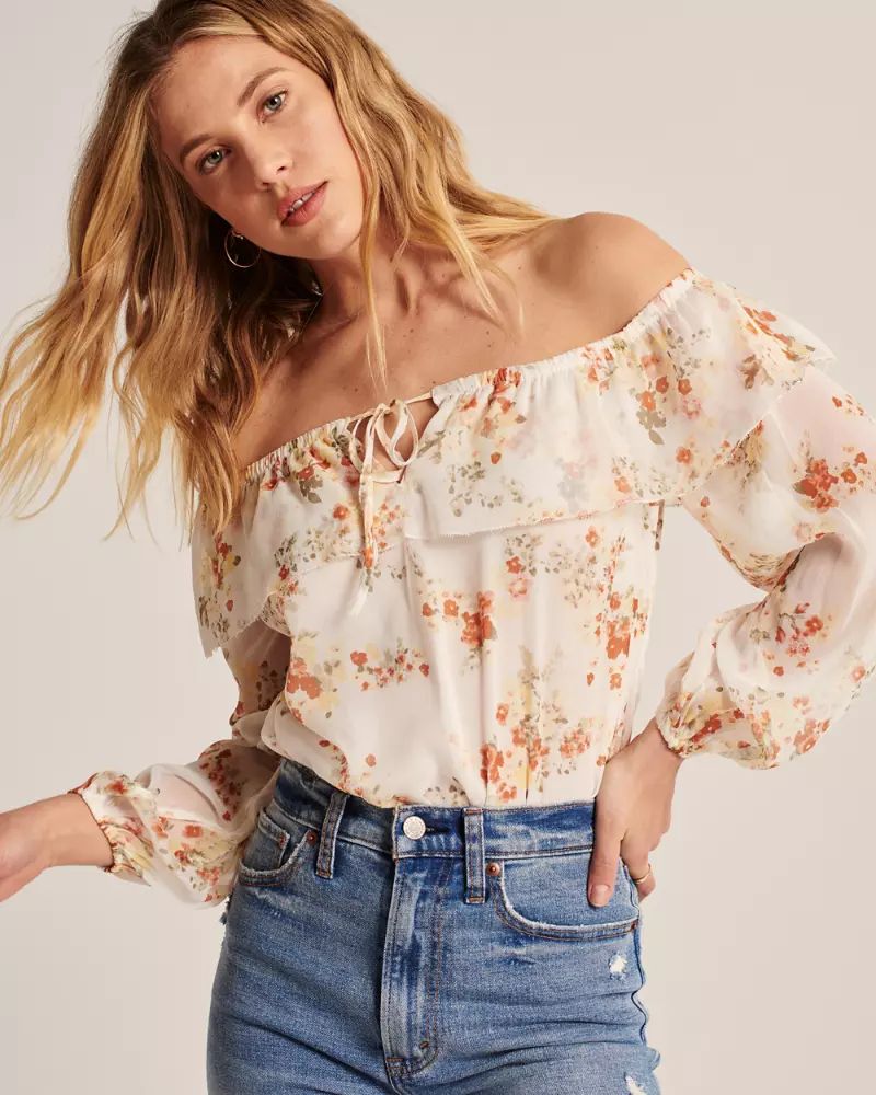 Off-The-Shoulder Chiffon Bodysuit | Abercrombie & Fitch US & UK