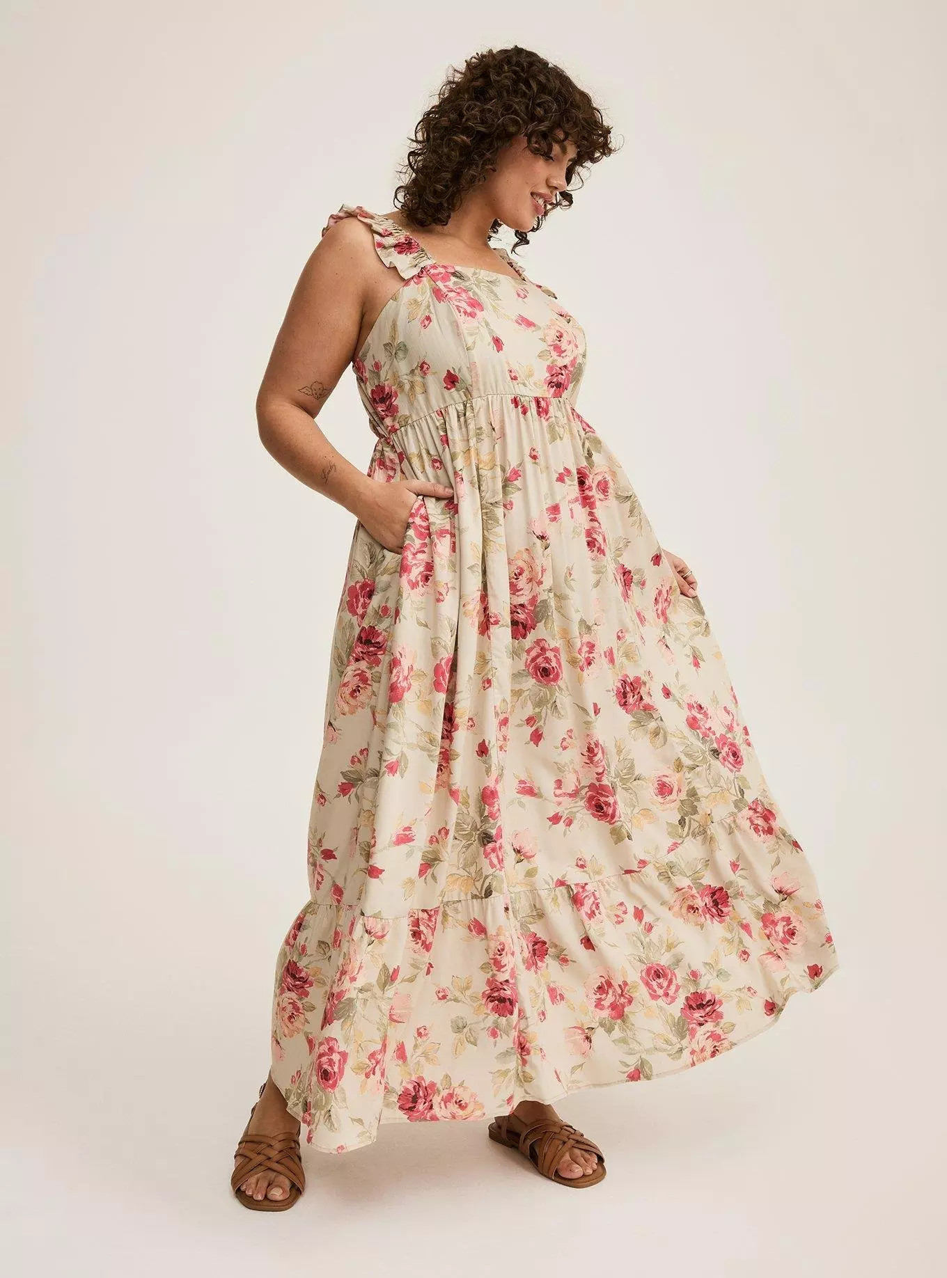 Maxi Challis Ruffle Strap Tiered Dress | Torrid (US & Canada)