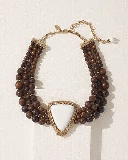 Howlite and Wood Bib Necklace | Chico's
