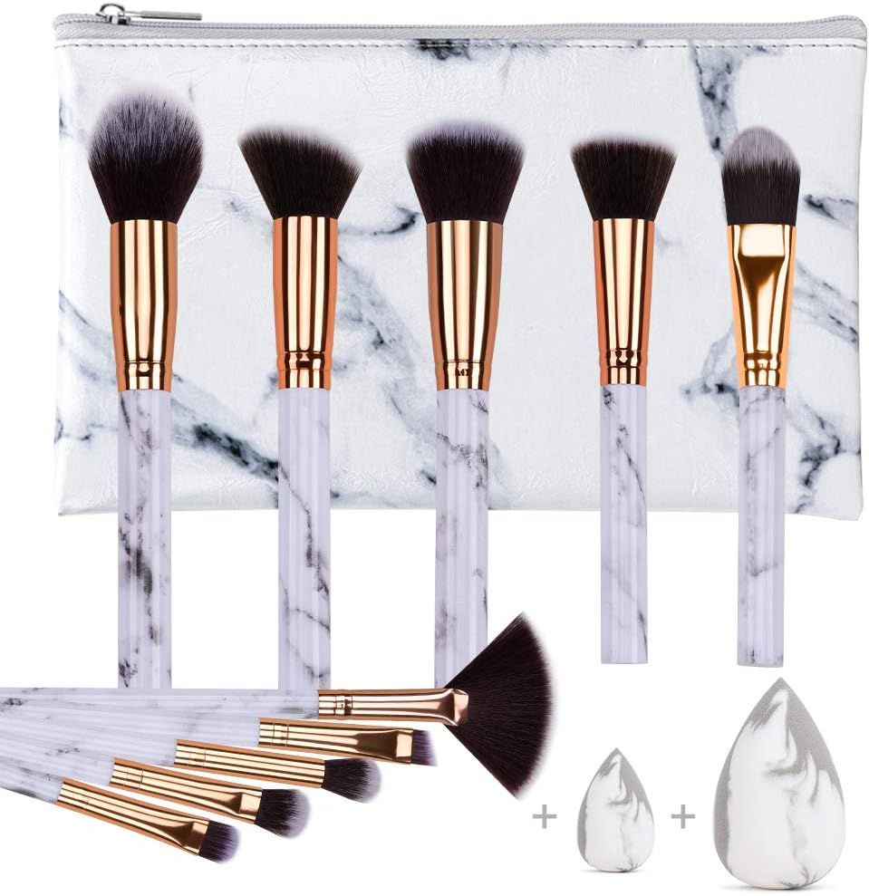 HEYMKGO Makeup Brushes Professional Marble Makeup Brush Set, Soft and Odor-free Natural Synthetic Br | Amazon (US)