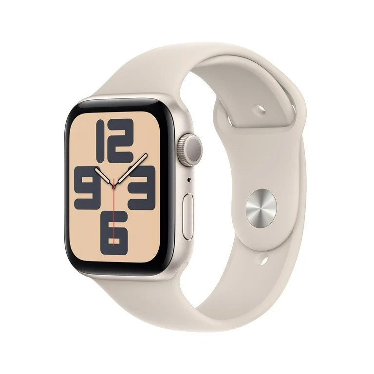 Apple Watch SE (2023) GPS 44mm Starlight Aluminum Case with Starlight Sport Band - M/L | Walmart (US)