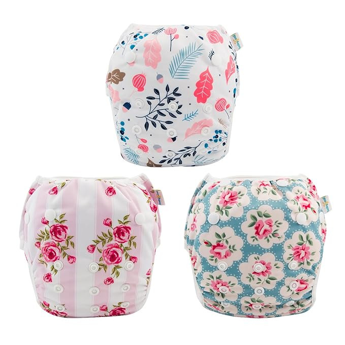 Babygoal Baby Girl Swim Diapers 3 Pack for 8M-3T Babies and Toddlers, Reusable Adjustable Washabl... | Amazon (US)