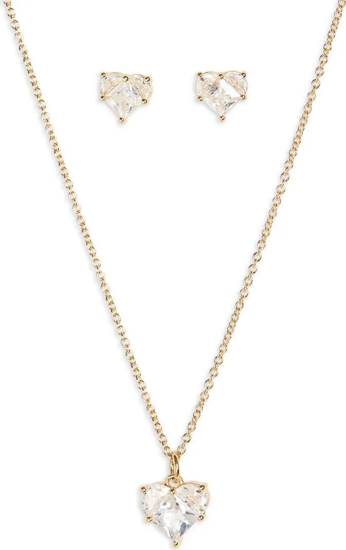 NORDSTROM RACK Cubic Zirconia Heart Stud Earrings & Pendant Necklace Set | Nordstromrack | Nordstrom Rack