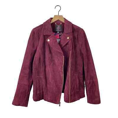 New Isaac mizrahi burgundy leather moto jacket  | eBay | eBay US
