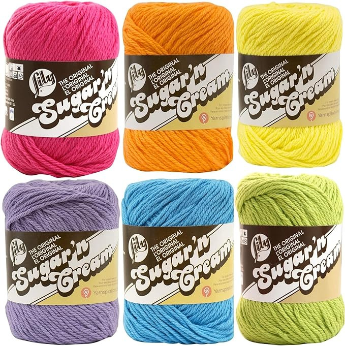 Lily Sugar n' Cream Solid Variety Assortment 6 Pack Bundle 100 Percent Cotton Medium 4 Worsted (M... | Amazon (US)