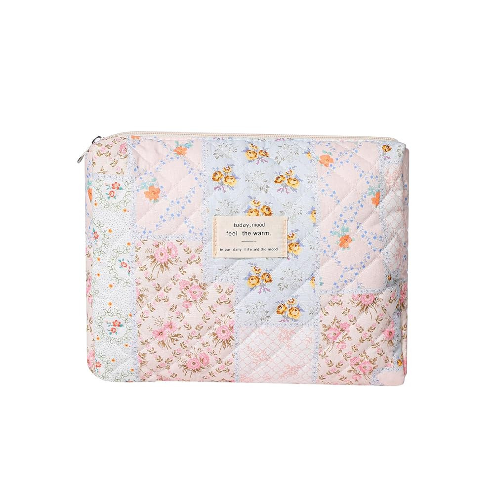 uekeboag Quilted Cotton Makeup Bag,Coquette Quilted Toiletry Bag for Women and Girls,Floral Coque... | Amazon (US)