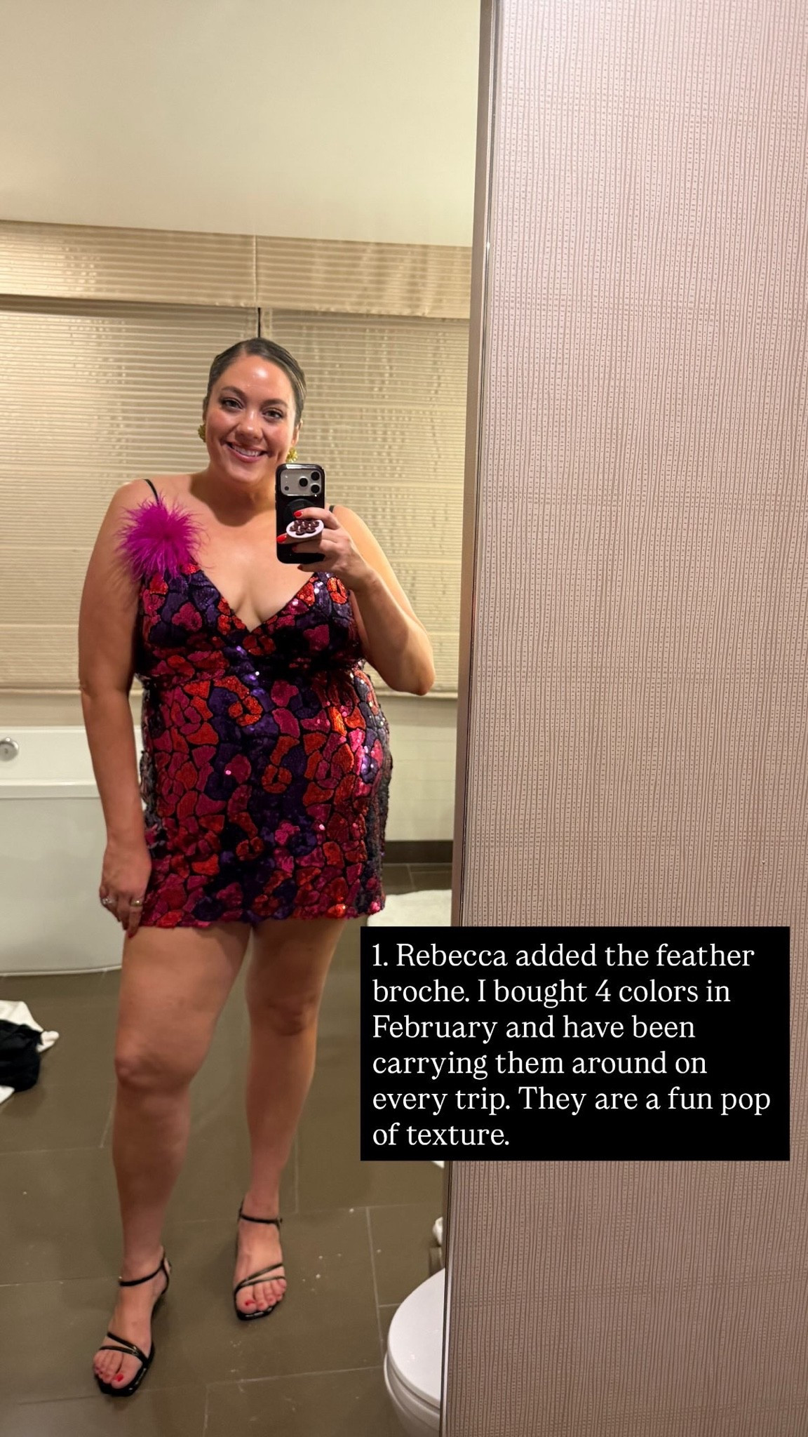 Giving myself props for this look I styled for Missy’s bachelorette. Wearing a Hutch Designs dress that I rented from Nuuly, styled with a feather brooch that’s only $10 (on sale for $8.99 at the moment!) and got me endless compliments. Such an easy touch to instantly make an outfit more unique, intentional, and fun.

Not shown here, but I also styled it with a lime green clutch by @Reformation x Courtney Grow (linked), which genuinely may be our favorite accessory purchase this year. Love love loved this look. 🩷

#LTKootd
