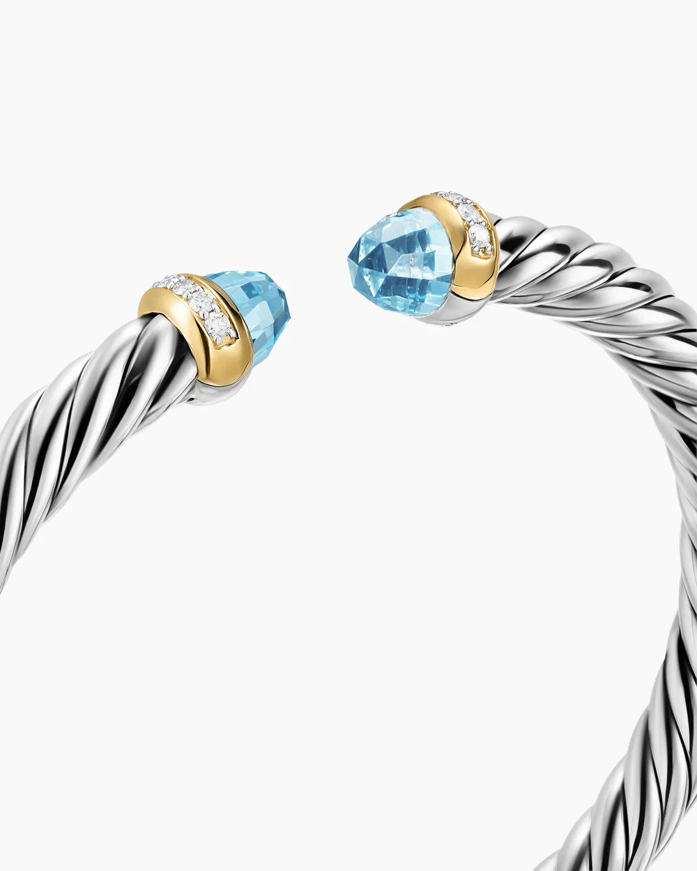 David Yurman | Cable Flex Bracelet in Sterling Silver with 14K Yellow Gold and Diamonds, 6mm | David Yurman