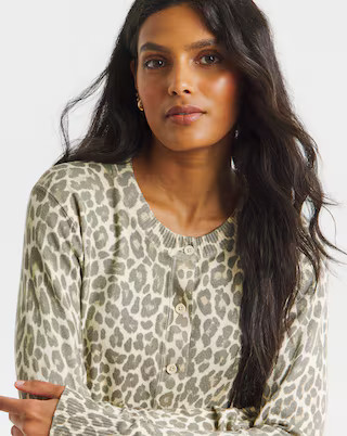 Leopard Print Soft Touch Crew Neck Cardigan | Simply Be | Simply Be (UK)