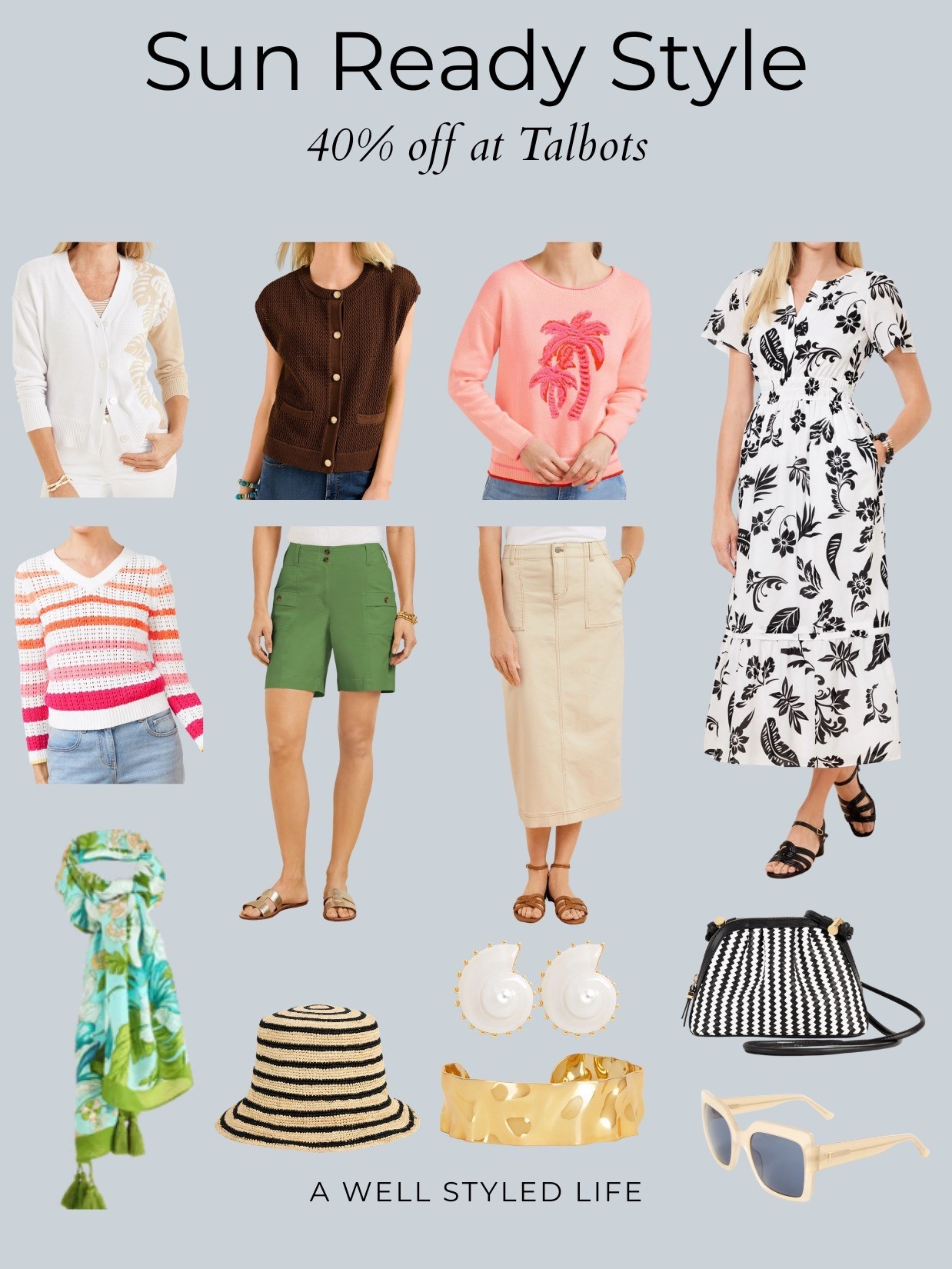 From breezy knits to bold accessories, this mix is perfect for everything from errands to a beach brunch. I’m loving the blend of neutrals with pops of color—effortless and chic. 💛🖤 

#LTKStyle #SummerWardrobe #EffortlessChic #Fashionover50 #LTKOver50Style #fashion #outfitinspiration #outfit #style #EffortlessChic  #ClassicStyle #LTKfashion #EverydayOutfits #AgelessStyle #LTKsummer #talbots

#LTKSaleAlert #LTKStyleTip #LTKSeasonal