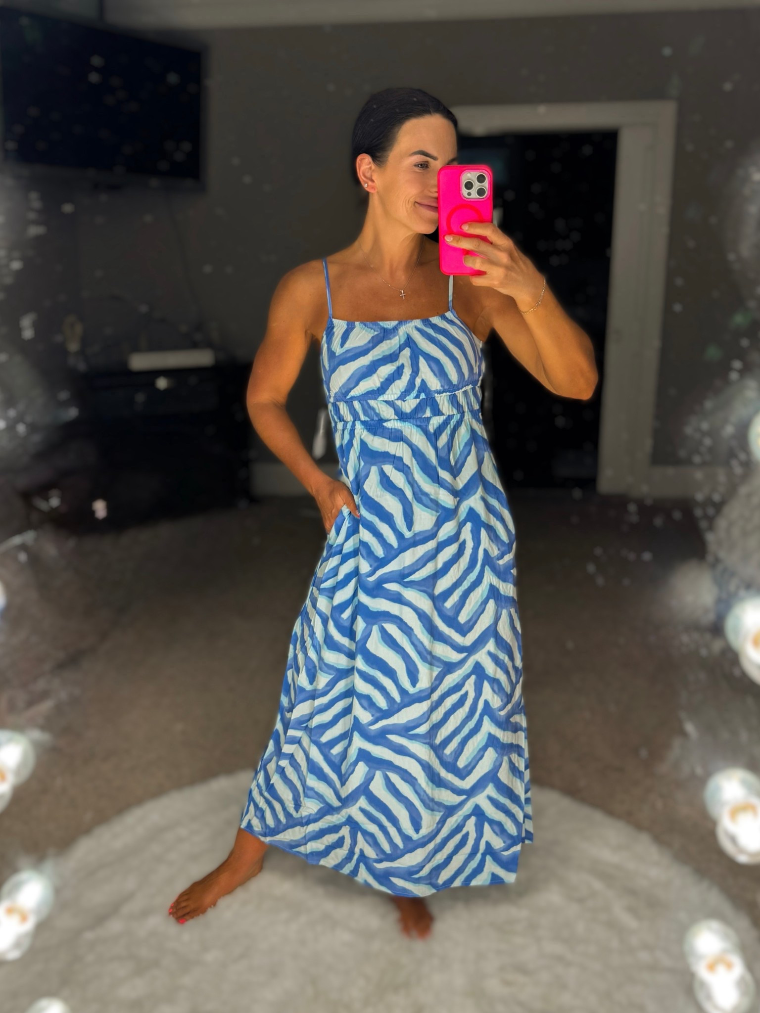 Bold prints & summer vibes 💙☀️ This breezy zebra-print maxi is a must-have for staying cool and chic! Comes with pockets too — because we all know that’s a win! Wearing XS and less than $20! 

#LTKSummerEdit #LTKFindsUnder50 #LTKStyleTip