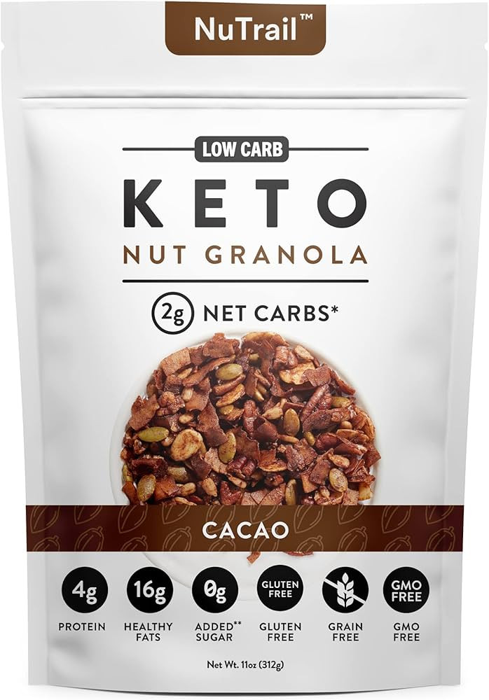 NuTrail - Keto Cacao Nut Granola Healthy Breakfast Cereal - Low Carb Snack Food - 2g Net Carbs - ... | Amazon (US)