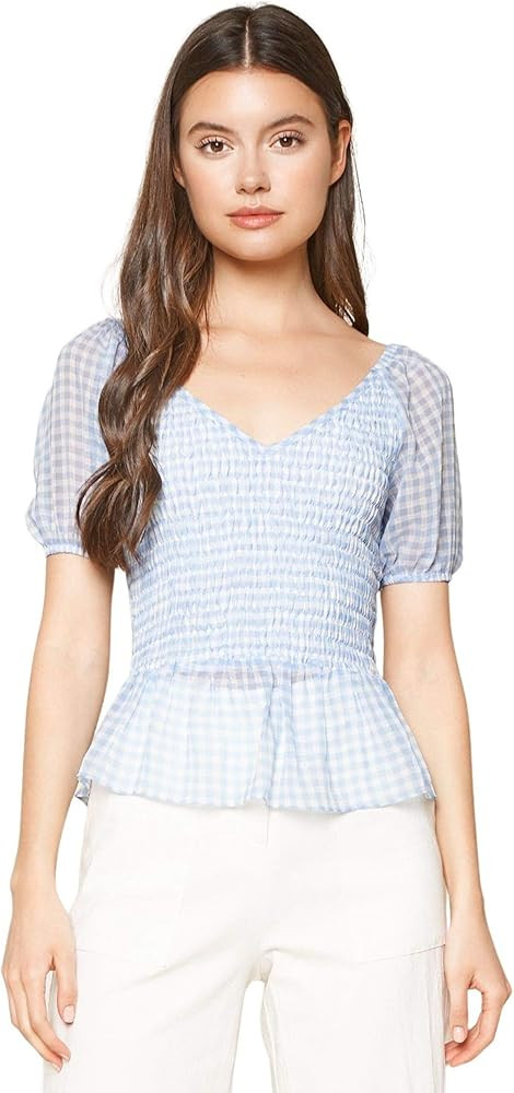 Sugar Lips Women's Suellen Gingham Smocked Crop Top | Amazon (US)