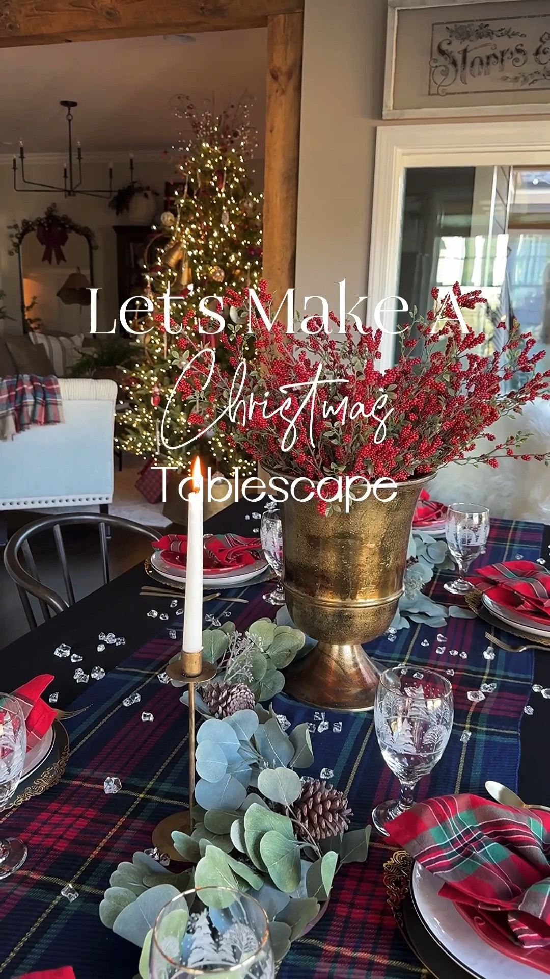 My Christmas Tablescape!!
I used one of my plaid scarves as a table runner. A few of my pieces I’ve had for several years. I’ve found a few exact pieces and some similar to mine. My bronze urn is the 11”. It’s absolutely gorgeous😍

Dinnerware, bronze urn, berry stems, acrylic ice, black tablecloth, plaid scarves, dining chairs, red salad plates, frosted tree goblets, rhinestone napkin rings, velvet ribbon, chargers, gold taper candleholders, eucalyptus garlandds

#LTKHoliday #LTKHome #LTKSeasonal