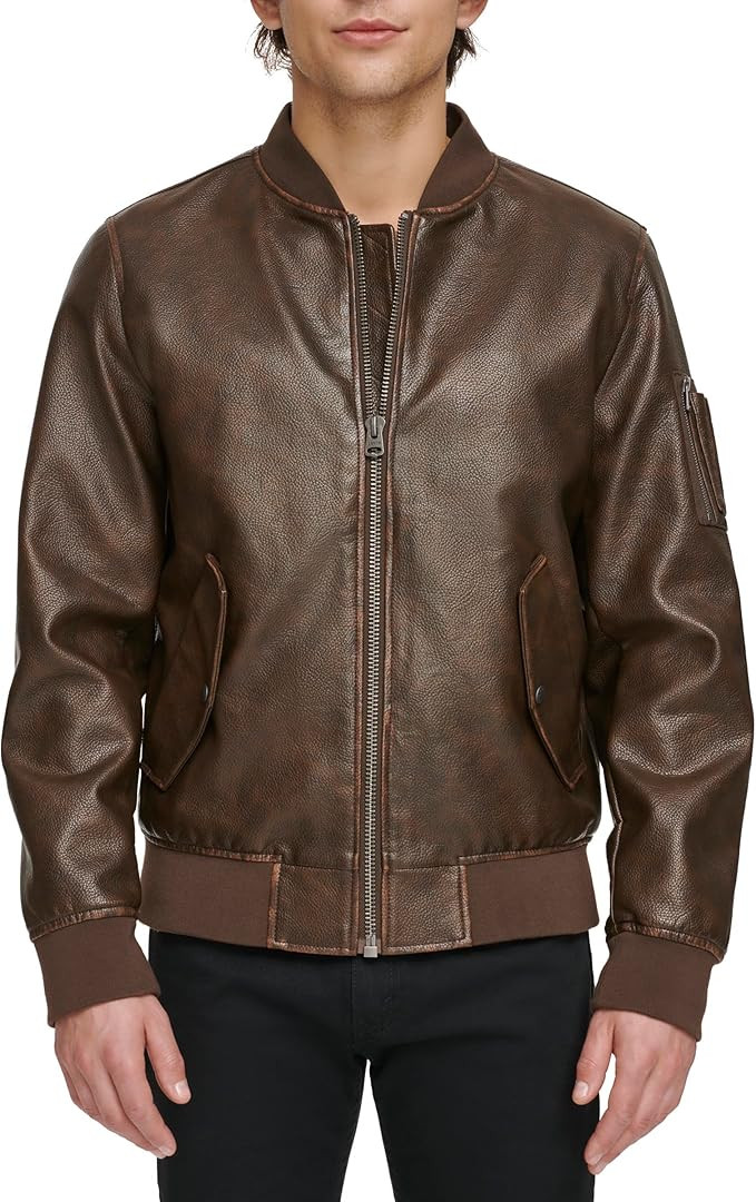 Levi's Men's Faux Leather Varsity Bomber Jacket | Amazon (US)